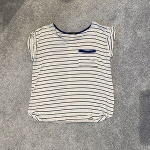 Black Striped Women’s Tee with Pocket & buttons on back